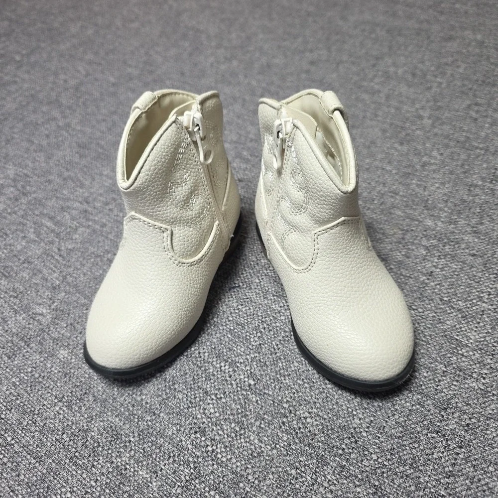 Cat And Jack Ankle Boots Girls Western Size 5 White/Ivory